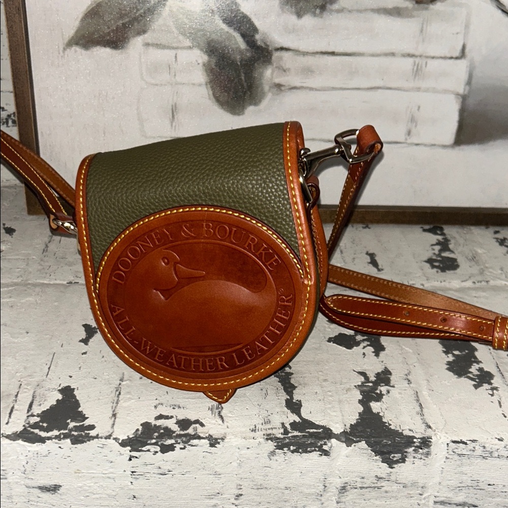 Dooney & Bourke Olive and Tan Leather Crossbody Bag